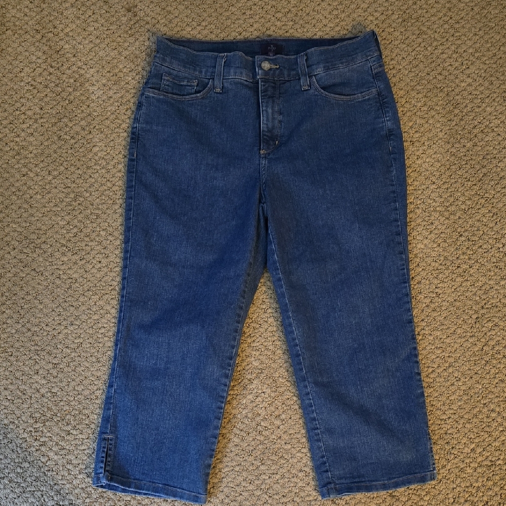 NYDJ Blue Ankle & Cropped Relaxed Fit Jeans‎ Medium Blue Color Size 10